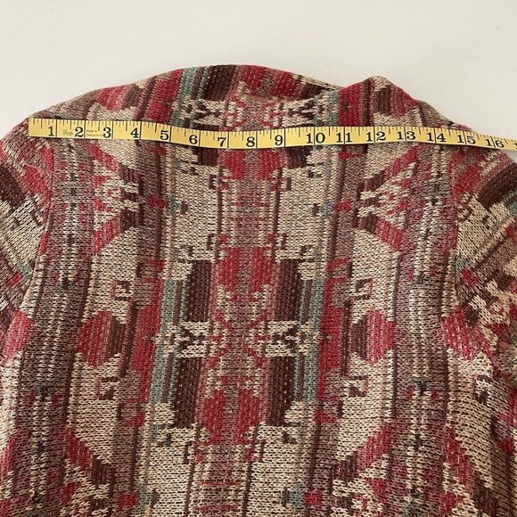 Lauren Ralph Lauren Open Cardigan Sweater S/M Southwestern Aztec Silk Blend - Picture 6 of 9